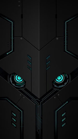 Black Shark 3 Gaming Phone Front Face with Cyan LED Accents and Symmetrical Circuit Design HD phone wallpaper