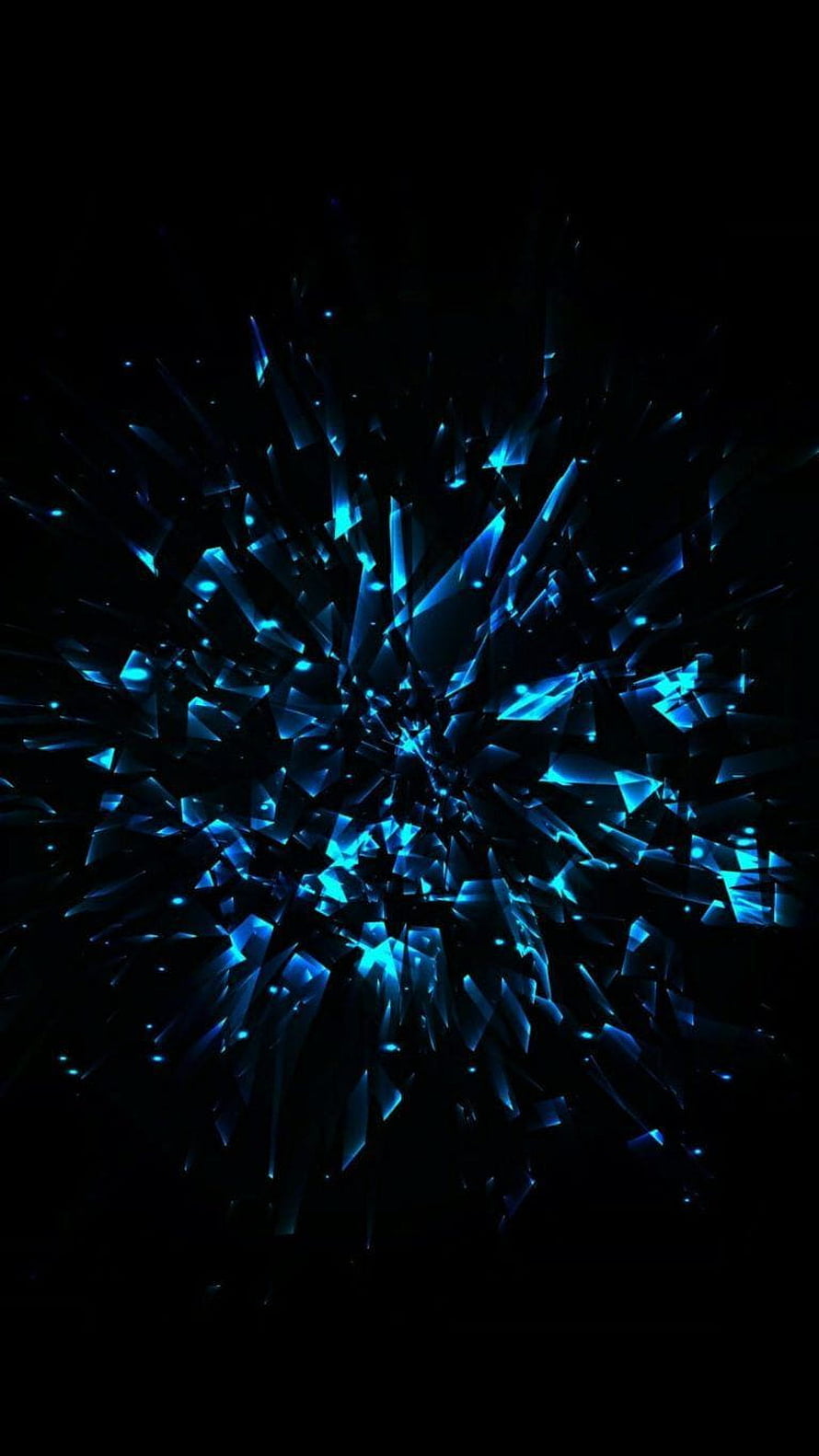 Dark Electric Blue Crystal Shatter Explosion Abstract Digital Art HD phone wallpaper