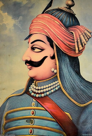 Mehranah Pratap Singh Portrait in Traditional Rajput Attire with Turban and Ornate Armor HD phone wallpaper