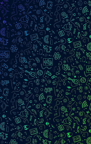 Neon Doodle Pattern Wallpaper with Tech and Science Icons on Dark Background HD phone wallpaper