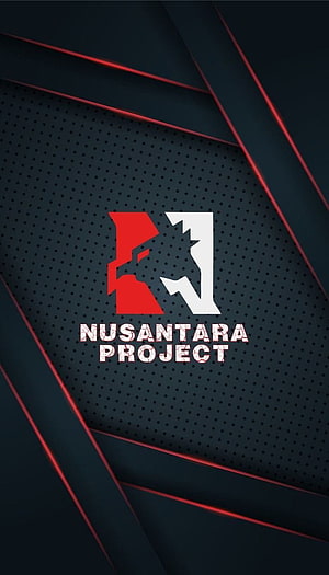 Nusantara Project Logo on Dark Geometric Background with Red Accents HD phone wallpaper