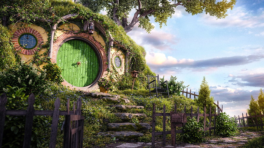 Bag End Hobbit House in The Shire from The Lord of the Rings Fantasy Landscape HD wallpaper
