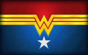 Wonder Woman Emblem with Star on Red and Blue Textured Background HD wallpaper