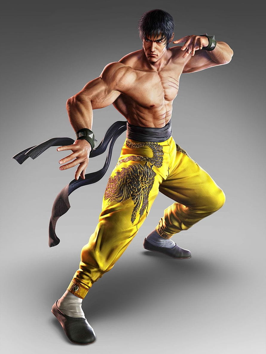 Marshall Law in dynamic fighting stance wearing yellow pants with dragon embroidery HD phone wallpaper