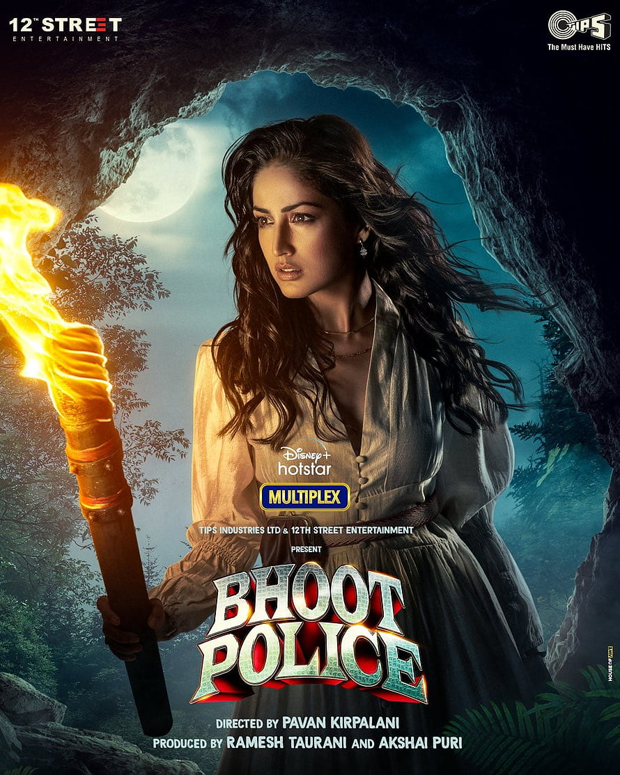 Bhoot Police Movie Poster Featuring Woman with Torch in Cave HD phone wallpaper