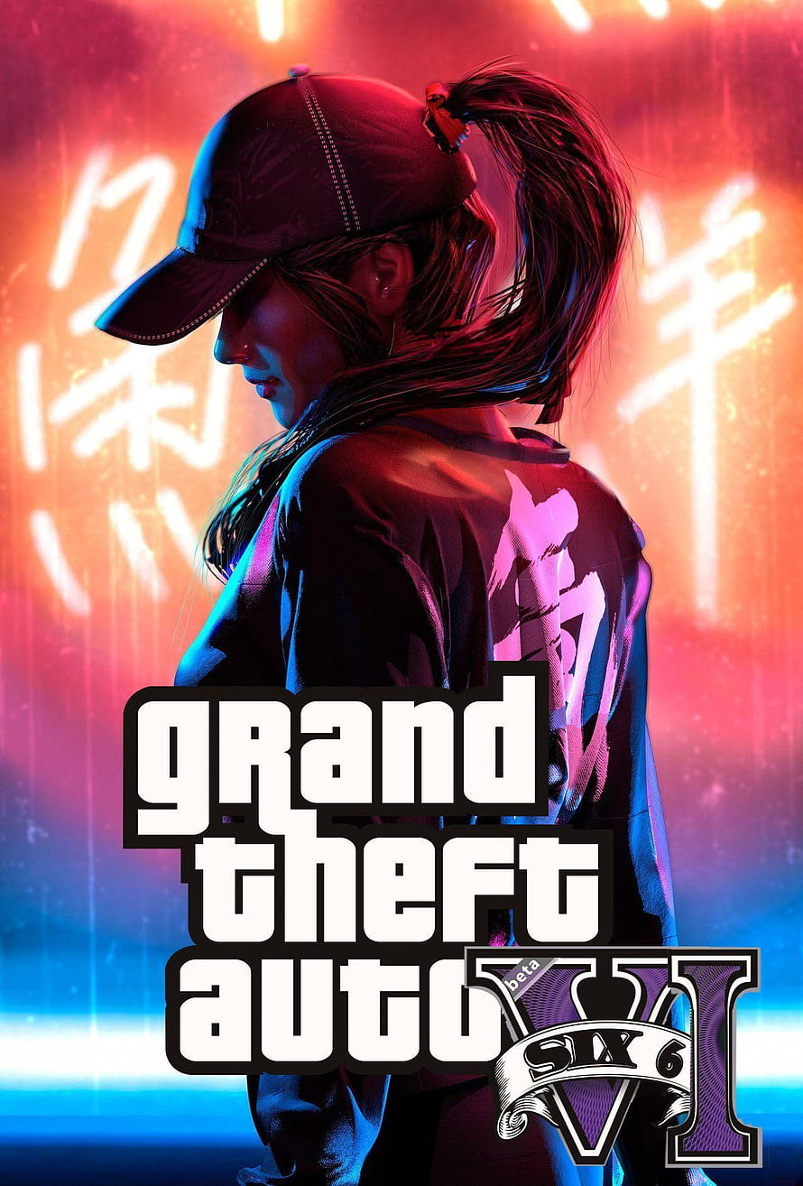 Grand Theft Auto VI Beta Poster Featuring Female Character in Neon Cityscape HD phone wallpaper