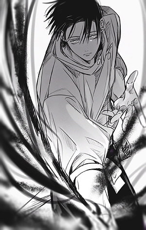 Yuta Okkotsu from Jujutsu Kaisen in a dramatic black and white manga illustration HD phone wallpaper