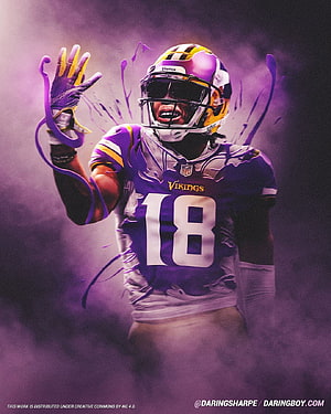 Justin Jefferson Minnesota Vikings Number 18 Digital Artwork HD phone wallpaper
