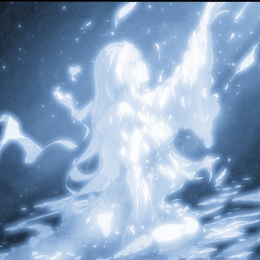 Ethereal Glowing Female Figure in Blue Light with Anime Aesthetic HD phone wallpaper