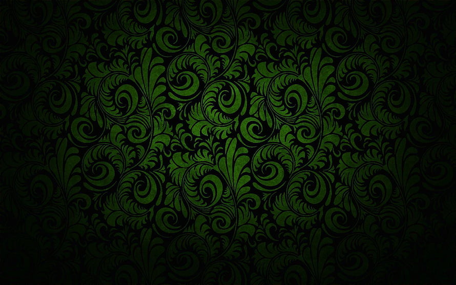 Dark Green Damask Floral Pattern with Intricate Swirls and Ornamental Motifs HD wallpaper