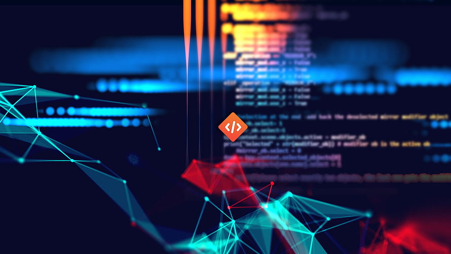 Abstract Software Development Concept with Glowing Code and Network Connections HD wallpaper