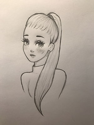 Pencil Sketch of a Girl with a High Ponytail and Freckles HD phone wallpaper