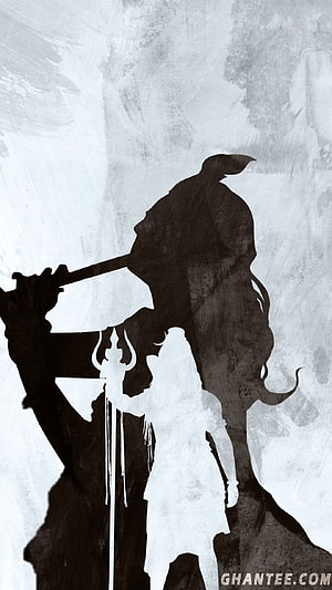 Lord Shiva and Krishna Silhouette Art in Black and White HD phone wallpaper