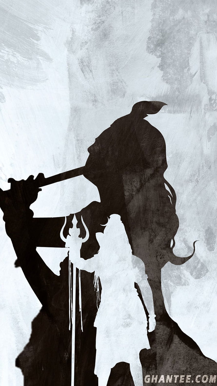 Lord Shiva and Krishna Silhouette Art in Black and White HD phone wallpaper