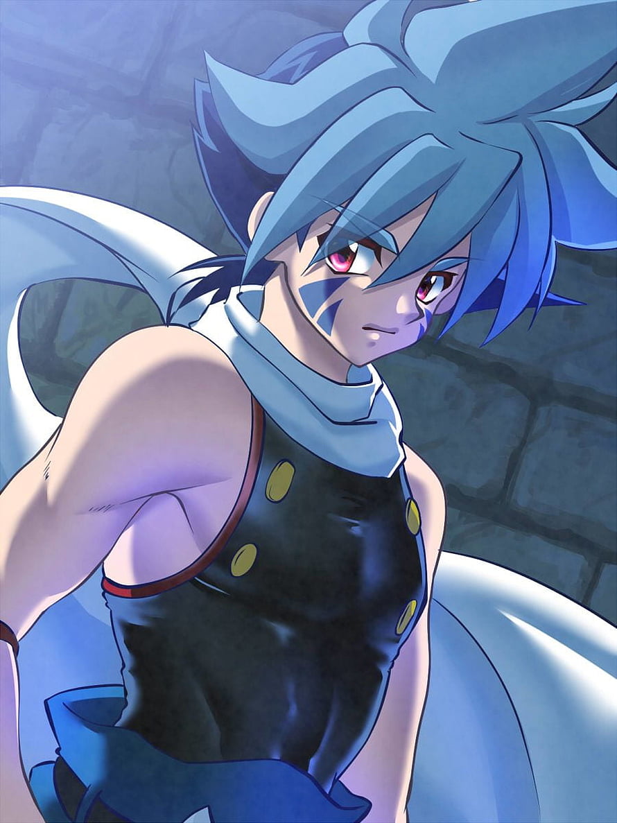 Kai Hiwatari from Beyblade Burst anime character portrait with blue hair and red eyes HD phone wallpaper