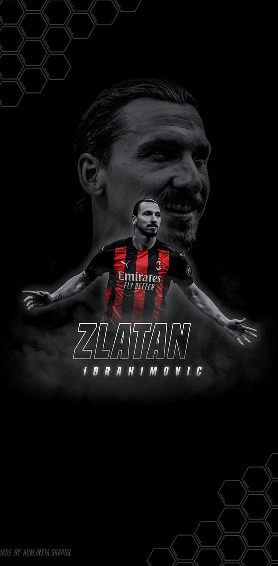 Zlatan Ibrahimovic AC Milan Portrait with Red and Black Striped Jersey HD phone wallpaper