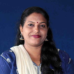 Reshmi Nair Portrait in Traditional Blue Attire with White Dupatta HD phone wallpaper