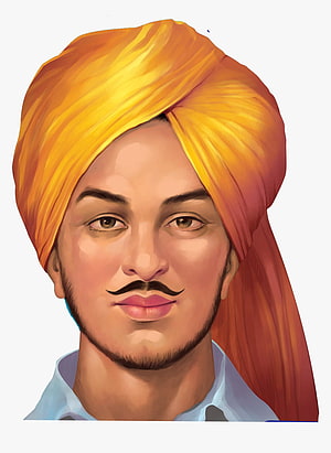 Bhagat Singh Digital Portrait Illustration with Turban and Mustache HD phone wallpaper