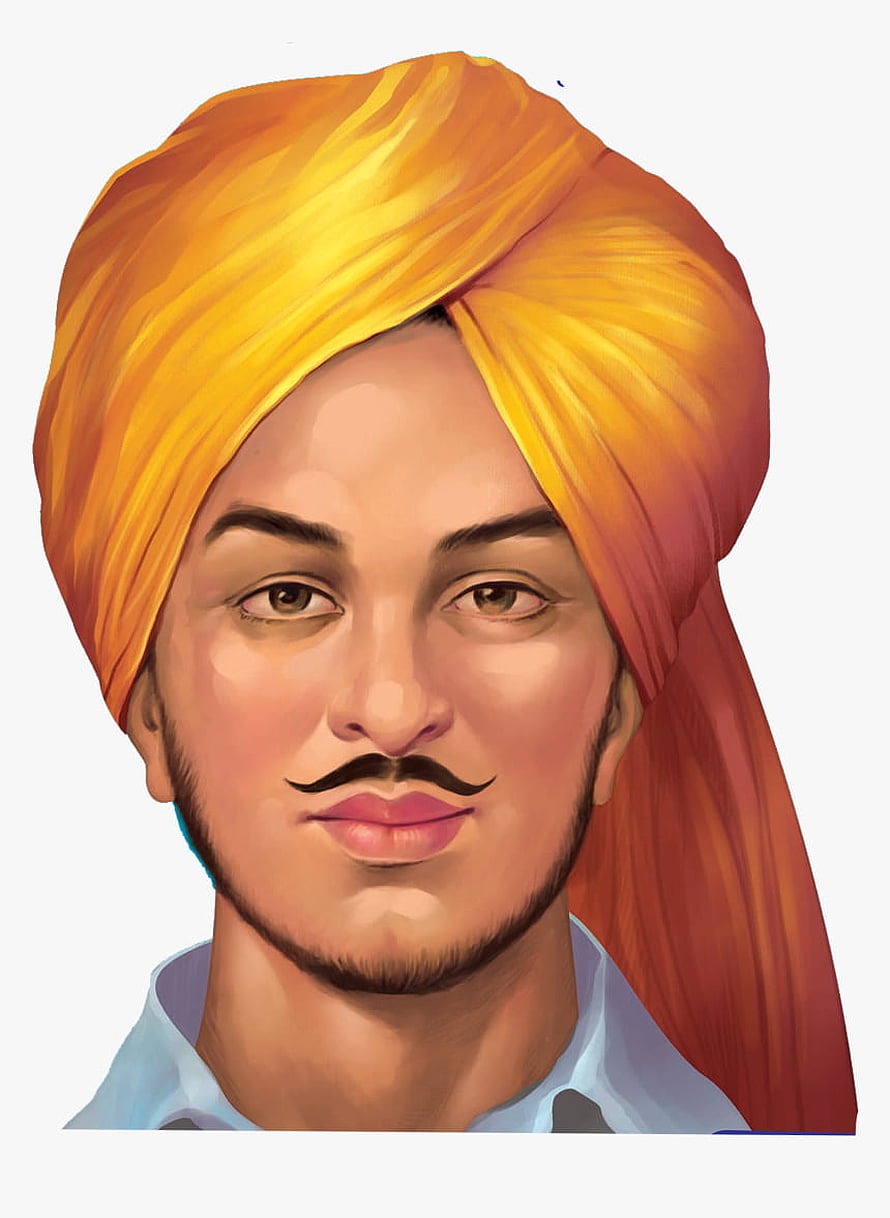 Bhagat Singh Digital Portrait Illustration with Turban and Mustache HD phone wallpaper