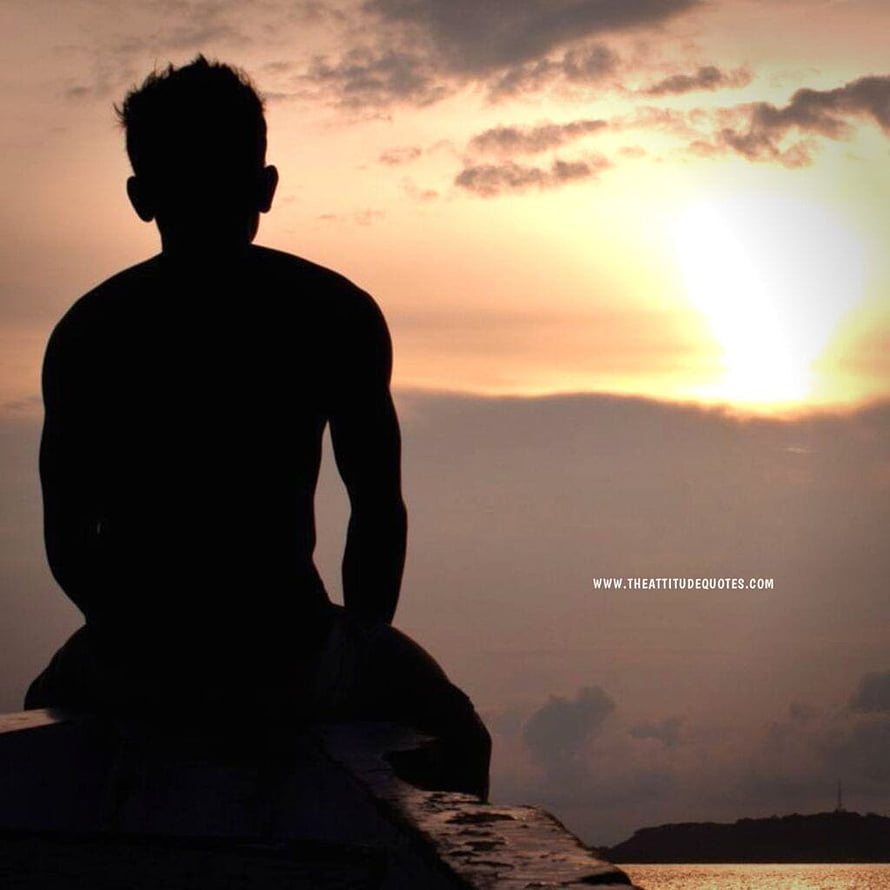 Silhouette of a man sitting alone watching a golden sunset over the ocean HD phone wallpaper