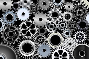 Intricate Mechanical Gears and Cogs Industrial Background HD wallpaper