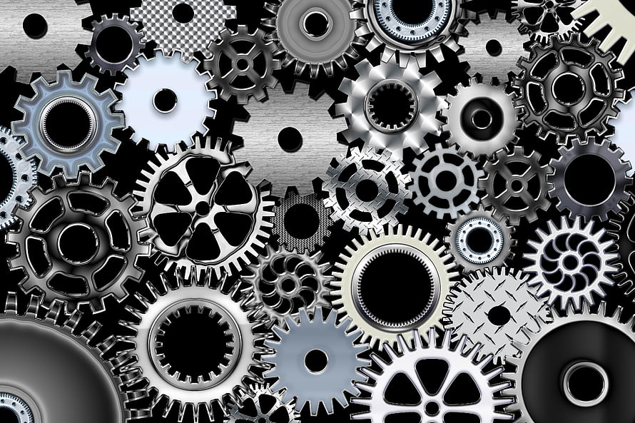 Intricate Mechanical Gears and Cogs Industrial Background HD wallpaper