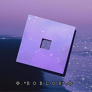 Purple Starry Roblox Icon with Glowing Night Sky and Sparkling Water Background HD phone wallpaper