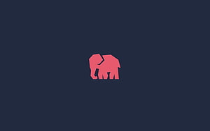 Minimalist Pink Elephant Silhouette on Dark Navy Background HD wallpaper