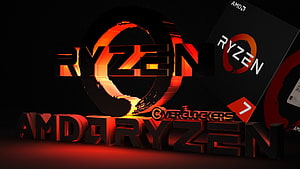 AMD Ryzen 7 Processor Logo with Dramatic Red and Black 3D Typography HD wallpaper