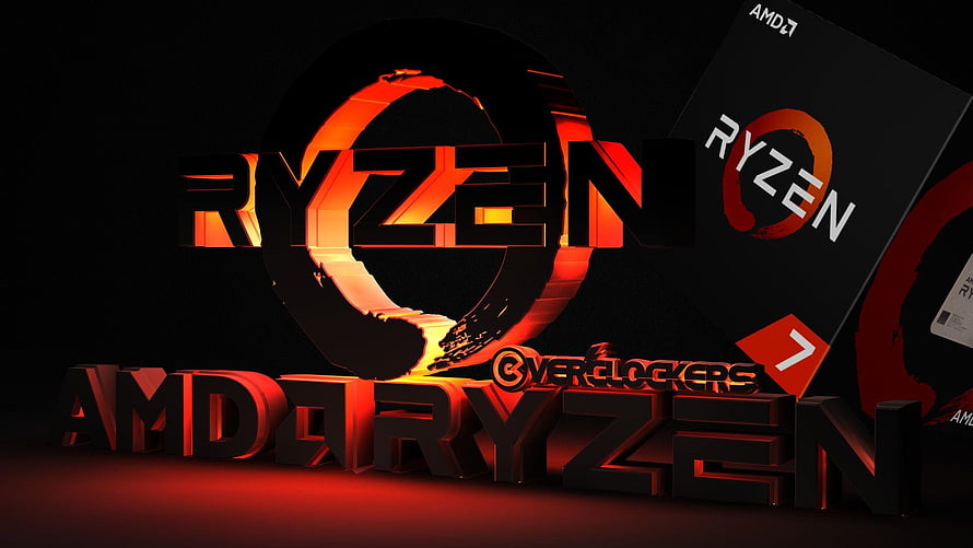 AMD Ryzen 7 Processor Logo with Dramatic Red and Black 3D Typography HD wallpaper