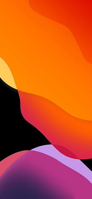 Vibrant Abstract Gradient Wallpaper with Orange, Red, and Purple Organic Shapes on Black Background HD phone wallpaper