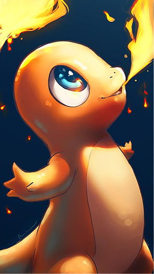 Cute Charmander Breathing Fire in Dark Setting HD phone wallpaper