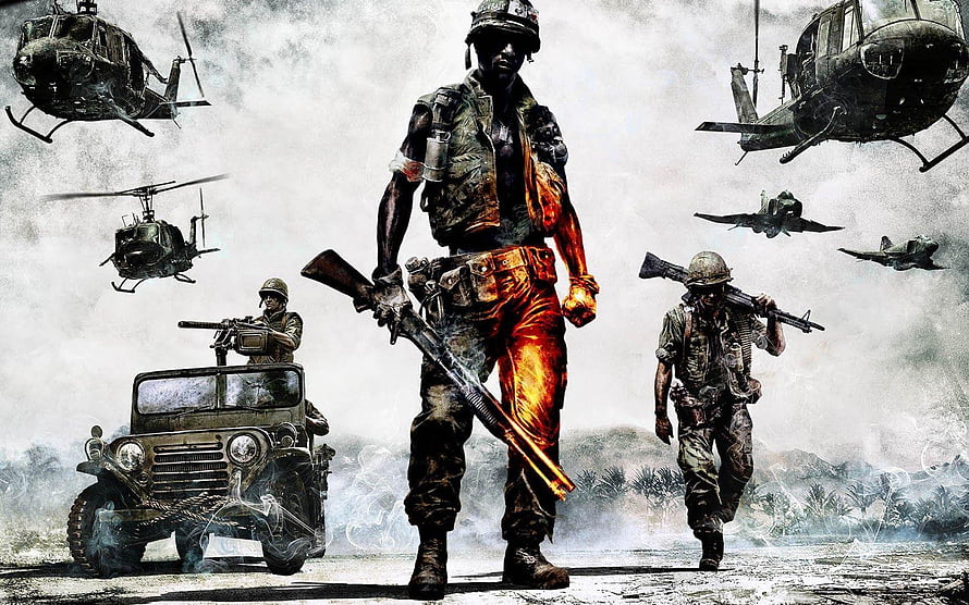 Grunge Military Soldier Artwork with Helicopters and War Vehicle HD wallpaper