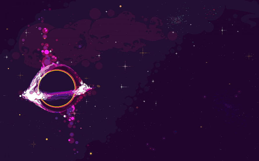 Vibrant Pixel Art Space Scene With Glowing Ring And Cosmic Nebula HD wallpaper