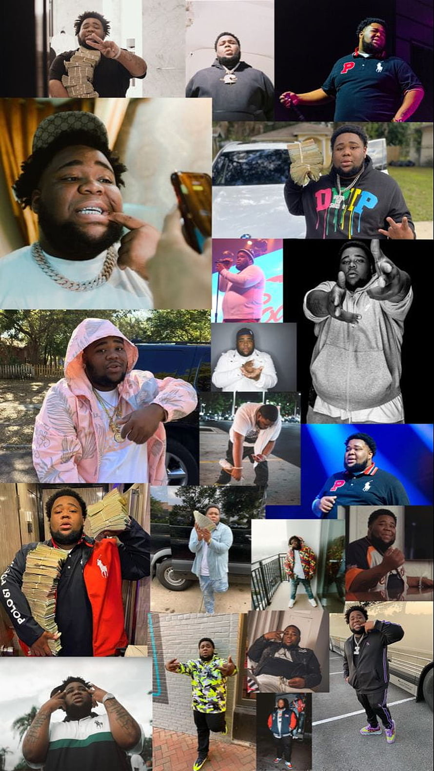Lil Durk Collage: Hip-Hop Artist in Streetwear, Cash, and Performance Outfits HD phone wallpaper