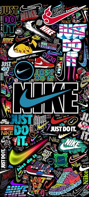 Nike Brand Identity Collage with Just Do It Slogans and Sneakers HD phone wallpaper