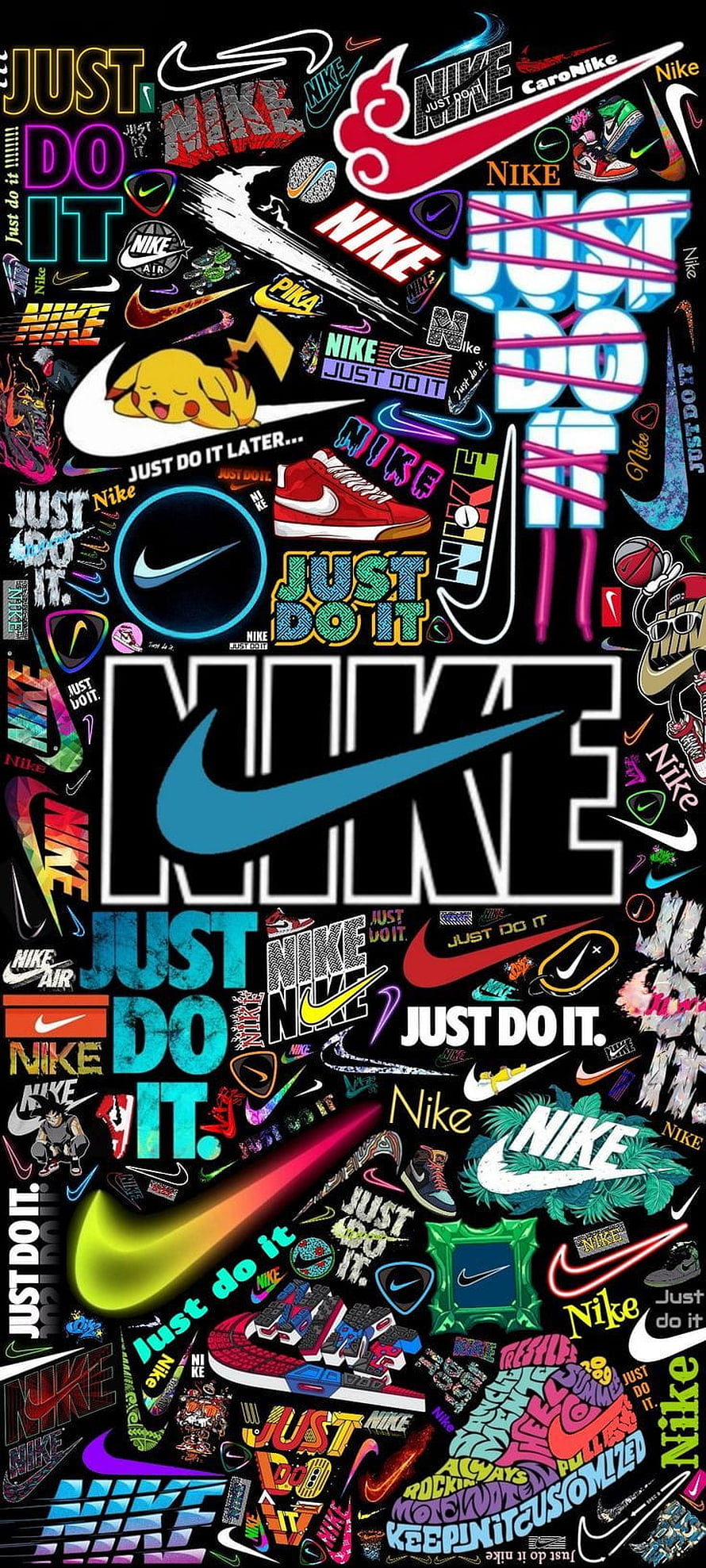 Nike Brand Identity Collage with Just Do It Slogans and Sneakers HD phone wallpaper