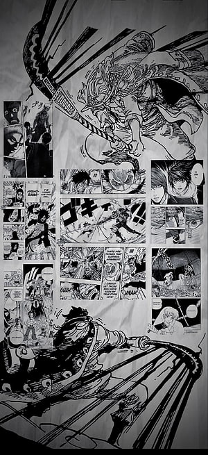 One Piece Manga Panel Phone Wallpaper Featuring Luffy and Ace Combat Scenes HD phone wallpaper