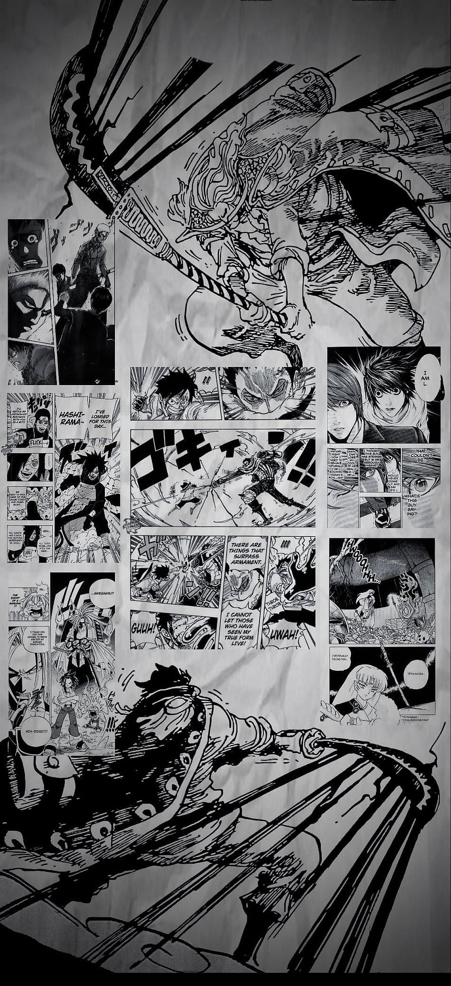 One Piece Manga Panel Phone Wallpaper Featuring Luffy and Ace Combat Scenes HD phone wallpaper