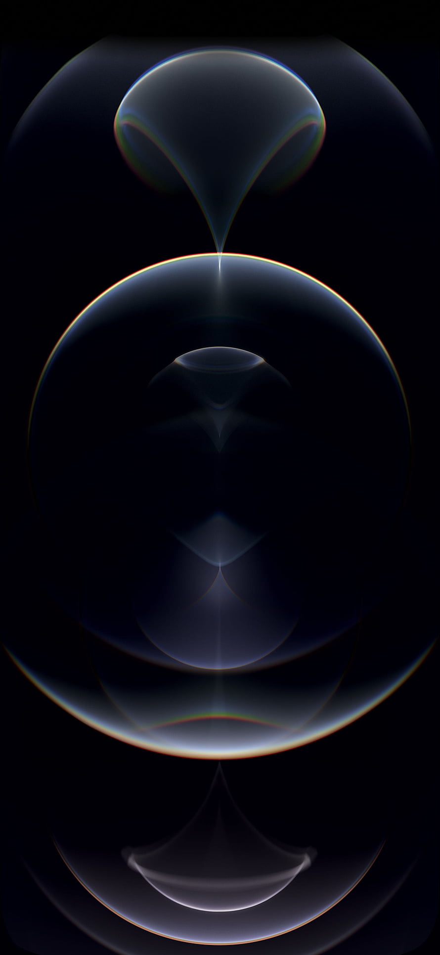 Abstract Dark Bubble Art with Iridescent Rainbow Edges on Black Background HD phone wallpaper