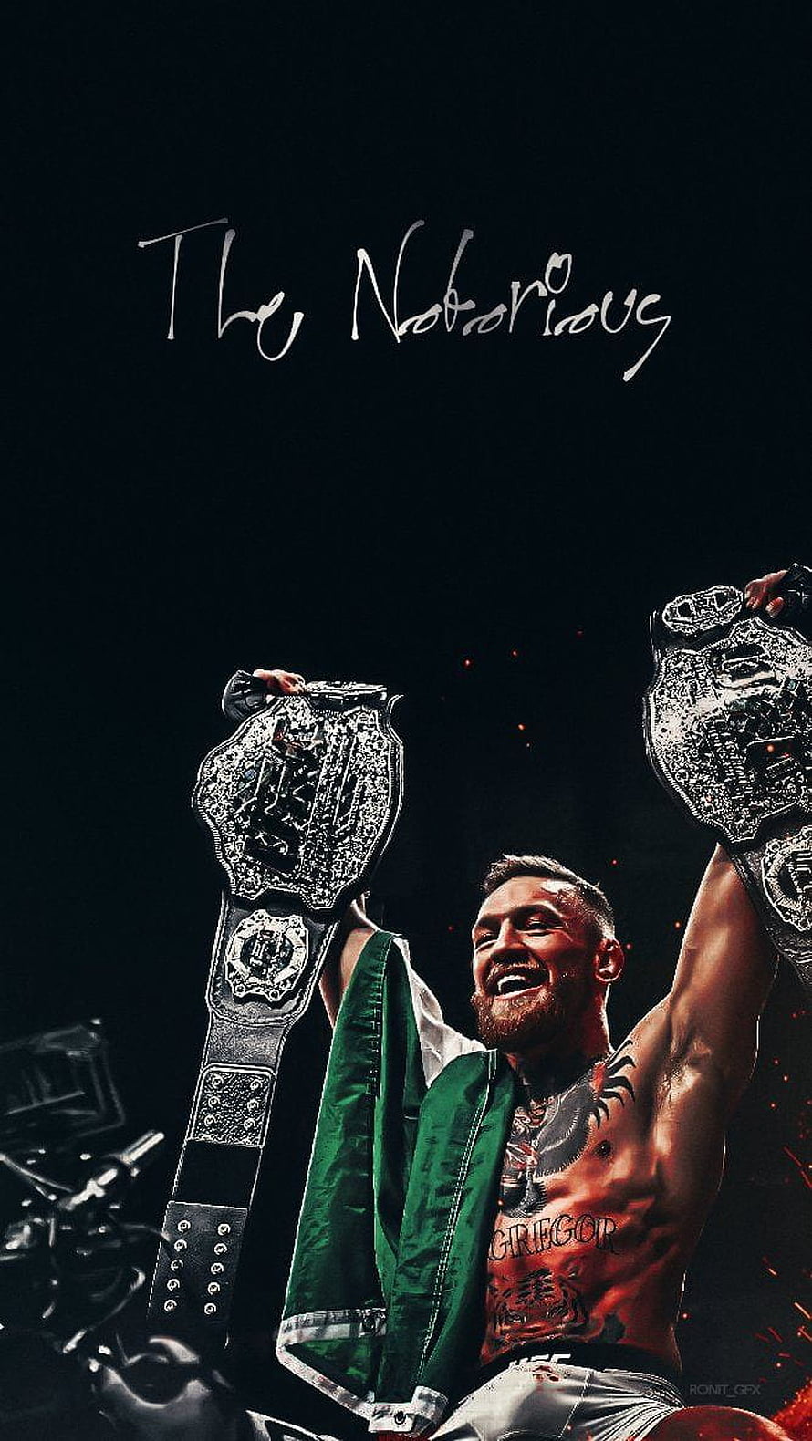 Conor McGregor Celebrating Victory with UFC Championship Belts HD phone wallpaper