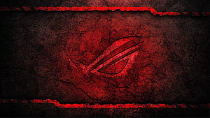 ASUS ROG Gaming Logo on Dark Cracked Red Background HD wallpaper