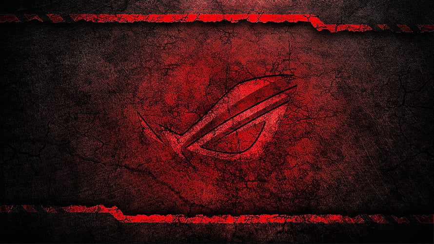 ASUS ROG Gaming Logo on Dark Cracked Red Background HD wallpaper