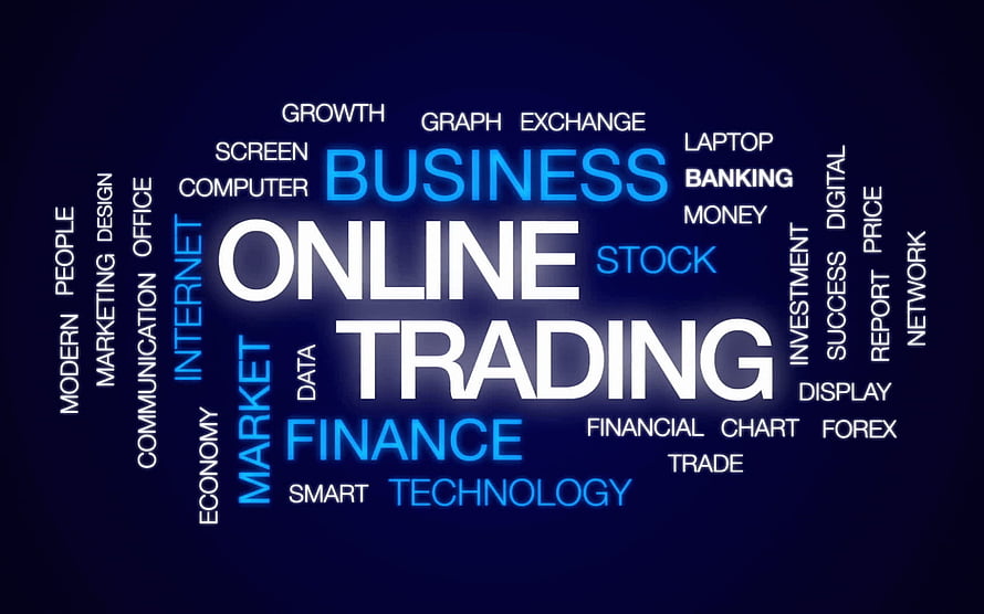 Online Trading and Finance Word Cloud Concept on Dark Blue Background HD wallpaper