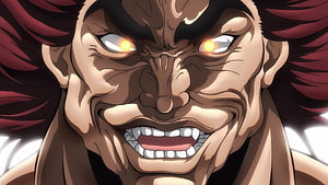 Baki Hanma Intense Close-Up Portrait With Glowing Eyes And Fierce Expression HD wallpaper
