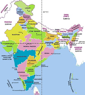 Colorful Political Map of India Showing All States, Union Territories, and Neighboring Countries HD phone wallpaper