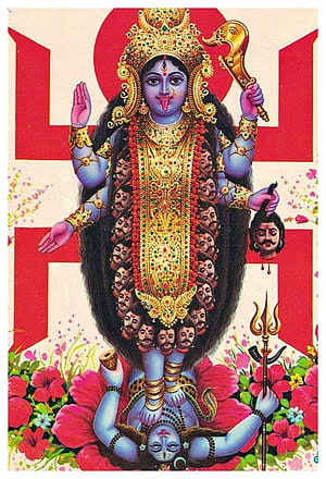 Kali Maa Hindu Goddess Illustration with Multiple Faces and Trishul HD phone wallpaper
