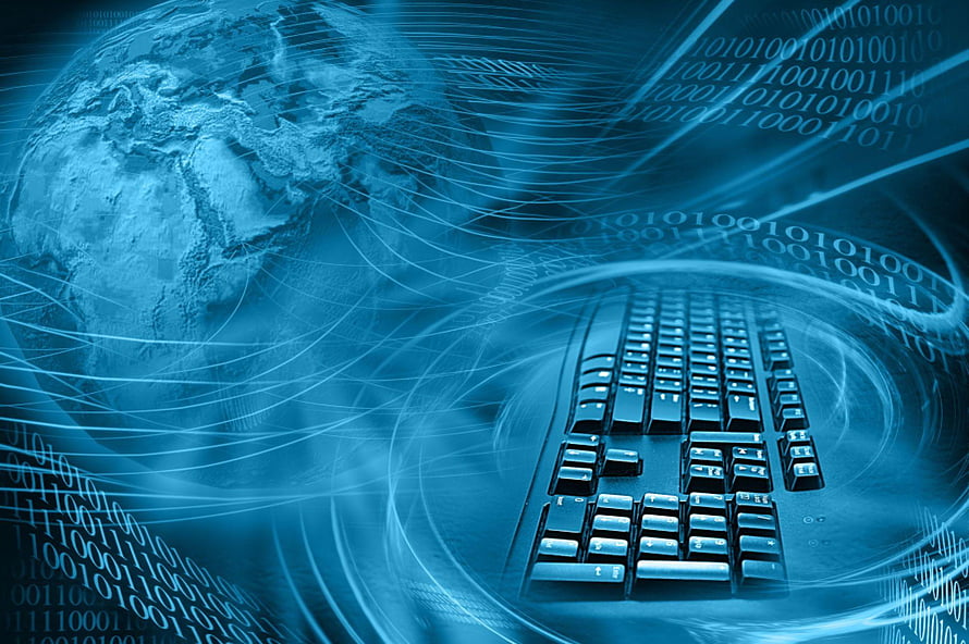 Global Digital Connectivity Concept with Earth and Computer Keyboard HD wallpaper