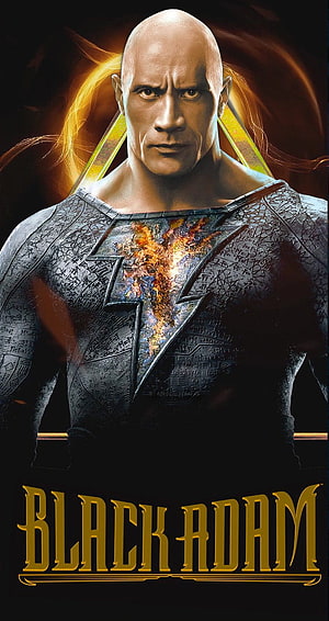 Black Adam Movie Poster Featuring Dwayne Johnson in Iconic Costume HD phone wallpaper