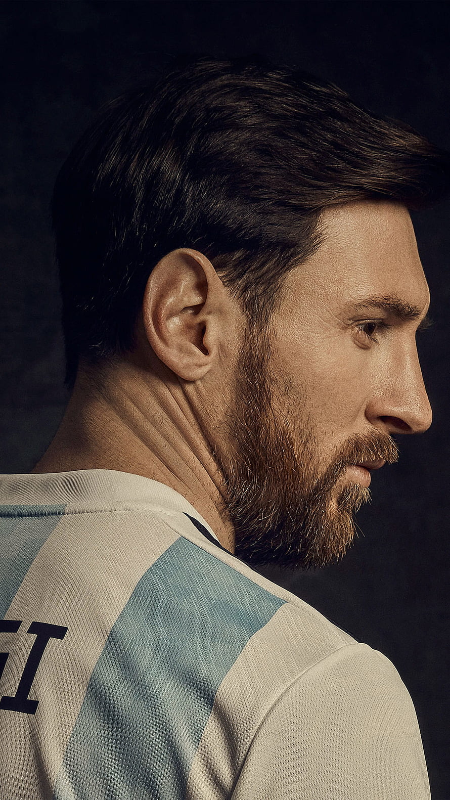 Lionel Messi Profile Portrait in Argentina National Team Jersey HD phone wallpaper